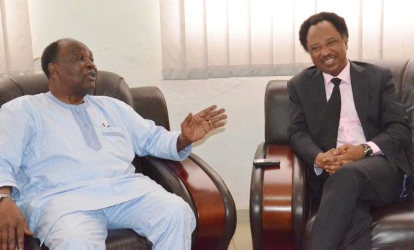 PIC. 22. FORMER HEAD OF STATE, GEN. YAKUBU GOWON (L), WITH THE SENATOR REPRESENTING KADUNA CENTRAL, SEN. SHEHU SANI, DURING THE SENATORS COURTESY VISIT TO HIM IN ABUJA ON WEDNESDAY (3/8/16). 5464/3/8/2016/JAU/HF/BJO/NAN