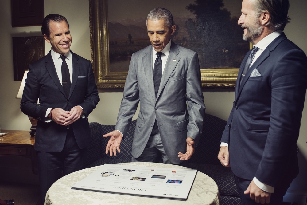 In the Roosevelt Room of the White House, President Barack Obama discusses plans for the issue he is guest editing with WIRED's Editor-in-Chief Scott Dadich and Editorial Director Robert Capps. CHRISTOPHER ANDERSON/MAGNUM PHOTOS
