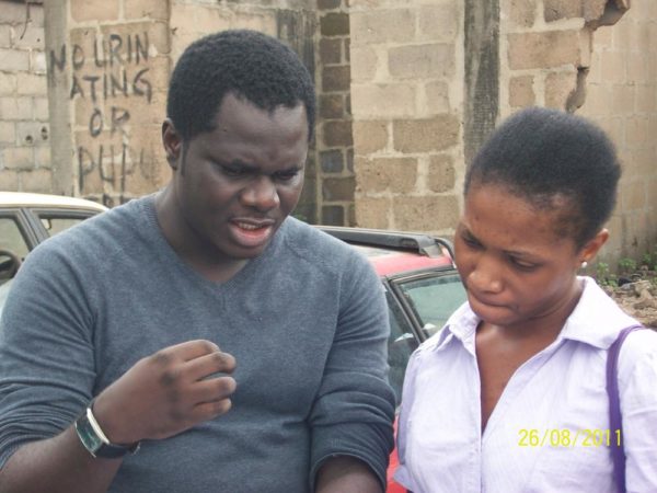 Chris Ihidero with Zara on the set of Big Daddy