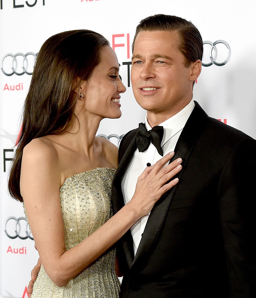 LOS ANGELES, CA - NOVEMBER 05: Actress/director Angelina Jolie Pitt (L) and husband actor Brad Pitt arrive at the AFI FEST 2015 presented by Audi opening night gala premiere of Universal Pictures' "By The Sea" at the Chinese Theatre on November 5, 2015 in Los Angeles, California. (Photo by Kevin Winter/Getty Images)