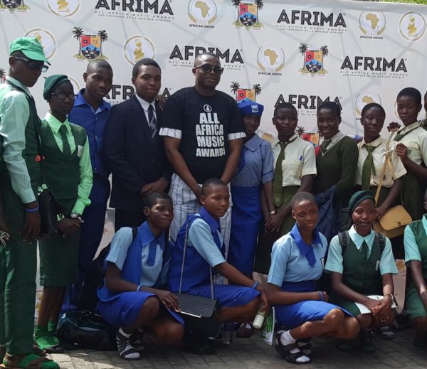 Cross Section of some of the Participating Students with the Country Director, Nigeria, AFRIMA, Mr. Kingsley James During the 2016 Felabration School Debate held in Lagos on Wednesday.