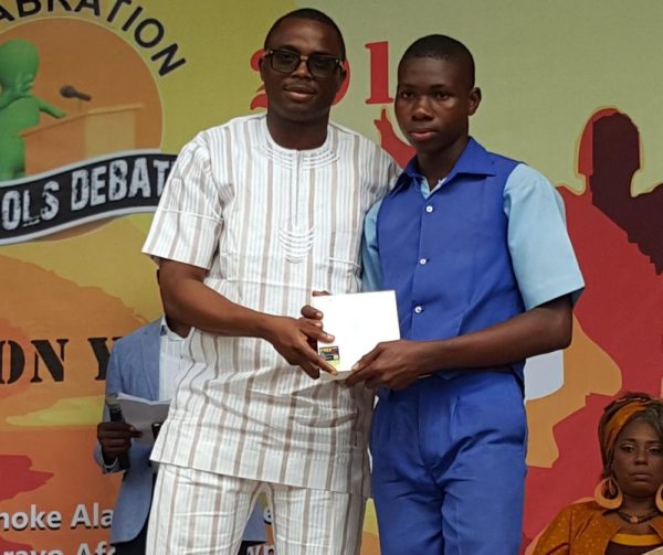 Country Director, AFRIMA, Mr. Kingsley James; One of the partcipating student of the Felabration debate 