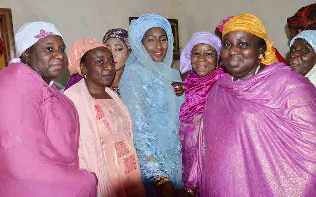 Daughter of the President, Fatima Buhari (M) with friends and relations during her wedding fatiha to Alhaji Yau Gimba Kumo in Daura, Katsina state on Friday (28/10/16) 8054/28/10/2016 /Otu Albert/BJO/NAN