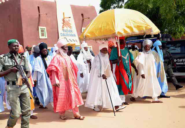 The Emir of Daura, Alhaji Umar Faruk (m) at the wedding fatiha of President Buhariís daughter, Fatima Buhari to Alhaji Yau Gimba Kumo in Daura, Katsina state on Friday (28/10/16). 8050/28/10/2016 /Otu Albert/BJO/NAN