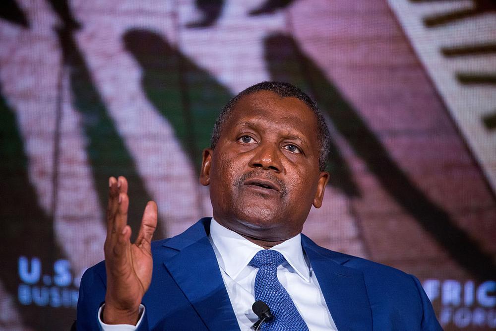 Aliko Dangote, president and chief executive officer of Dangote Sugar Refinery Plc, speaks during the U.S. Africa Business Forum in New York, U.S., on Wednesday, Sept. 21, 2016. The forum focuses on trade and investment opportunities on the continent for African heads of government and American business leaders. Photographer: Michael Nagle/Bloomberg via Getty Images