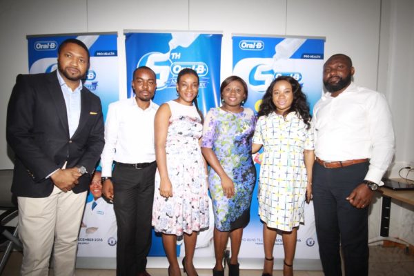 Ugo Okoye, CEO & Founder of iConcepts, Folarin Ojo- Assistant Brand Manager Oral B, Tolulope Adedeji- Brand Marketing Director P&G Nigeria, Ifeoma Chuks Adizue- Brand Manager Oral B, Tolulope Adedeji- Brand Marketing Director P&G Nigeria, Omolola Adenuga- Company Communication P&G Nigeria, Bunmi Fasae- General Manager Sales & Marketing of iConcepts