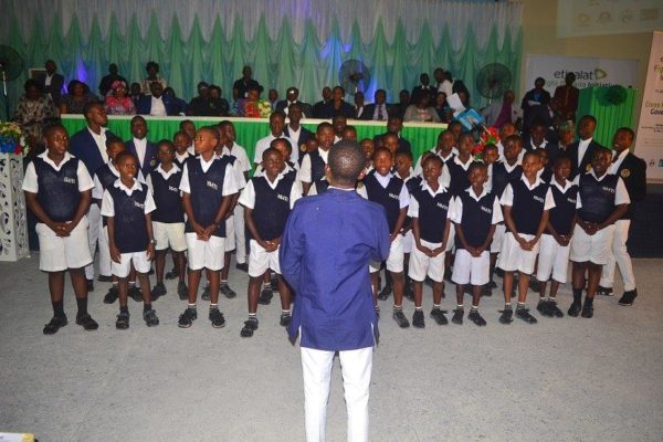 Students of Hope Waddel Training Institute-Calabar performing a campaign against malaria song