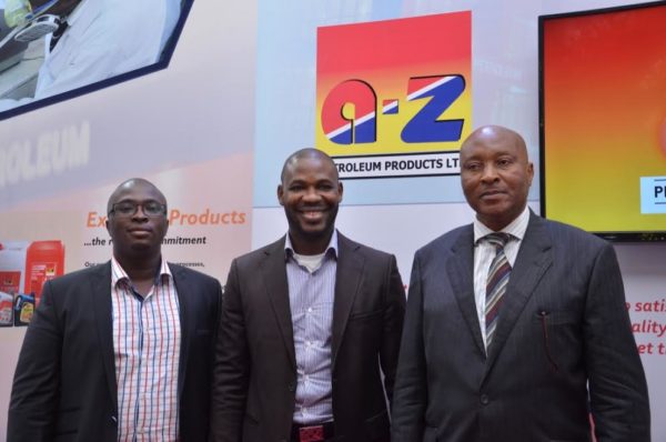 Umunna Chukwuma, Quality Assurance Manager A-Z Petroleum, Dikanna Okafor, Executive Director Corporate Services A-Z Petroleum & Ameachi A. Chukwu, Head Marketing Research& Development, A-Z Petroleum at the 10th Oil Trading and Logistics Expo in Lagos recently. Photo: A-Z Petroleum products Limited