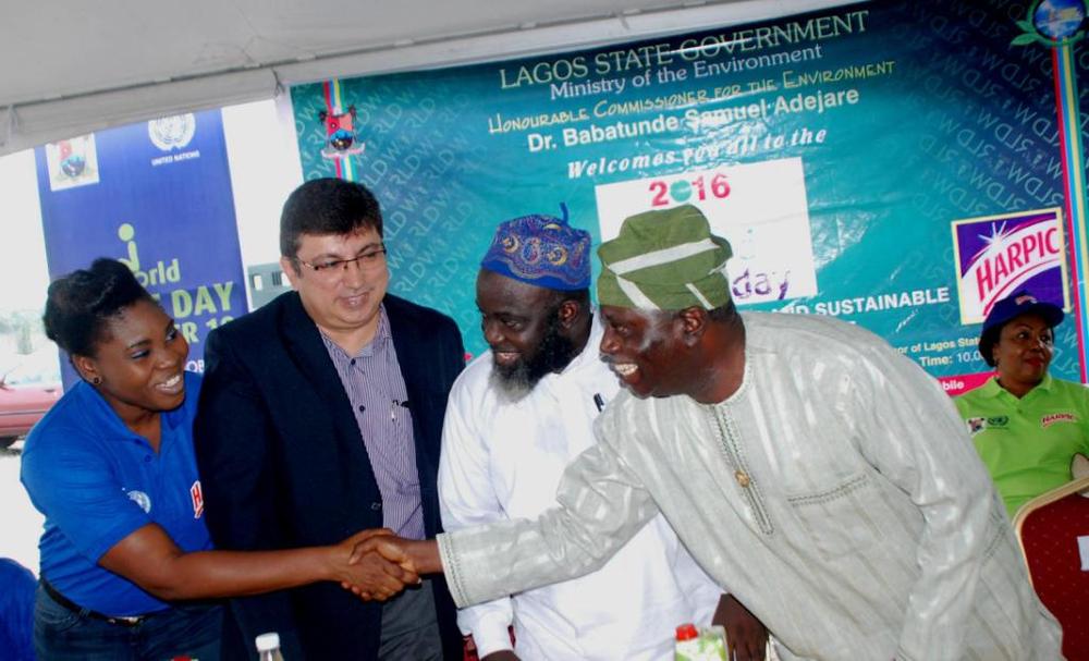 L-R: Head, Marketing And Activation, Rb West Africa, Mrs Omotola Bamigbaiye-Elatuyi; Managing Director, Rb West Africa, Mr Rahul Murgai; Permanent Secretary, Lagos State Ministry Of Environment, Engr. Adeyemi Saliu Abidemi And Representative Of Lagos State Governor, Mr Babatunde Hunpe, Special Adviser To The Governor On Environment At The 2016 World Toilet Day Celebration.