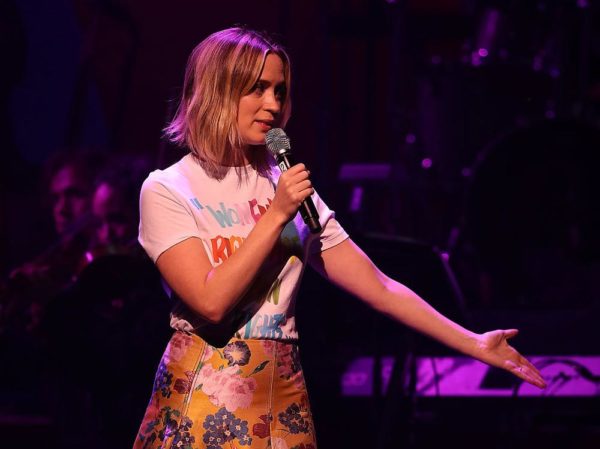 NEW YORK, NY - OCTOBER 17:  Emily Blunt performs during the Hillary Victory Fund - Stronger Together concert at St. James Theatre on October 17, 2016 in New York City. Broadway stars and celebrities performed during a fundraising concert for the Hillary Clinton campaign.  (Photo by Justin Sullivan/Getty Images)