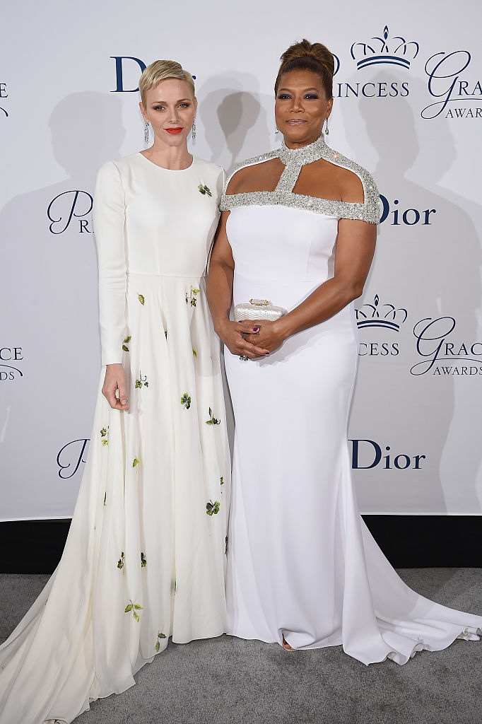 NEW YORK, NY - OCTOBER 24: Her Serene Highness Princess Charlene of Monaco (L) and Queen Latifah attend the 2016 Princess Grace Awards Gala with presenting sponsor Christian Dior Couture at Cipriani 25 Broadway on October 24, 2016 in New York City. (Photo by Dimitrios Kambouris/Getty Images for Princess Grace Foundation)