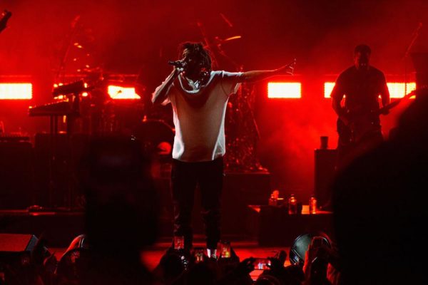 CLEVELAND, OH - NOVEMBER 04: J Cole performs on stage during a Get Out The Vote concert in support of Hillary Clinton at Wolstein Center in Cleveland, Ohio on November 4, 2016 in Cleveland, Ohio. (Photo by Duane Prokop/Getty Images)