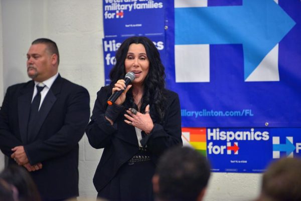 MIAMI, FL - NOVEMBER 07:  Cher campaigns for Hillary Clinton on November 7, 2016 in Miami, Florida.  (Photo by Johnny Louis/FilmMagic)