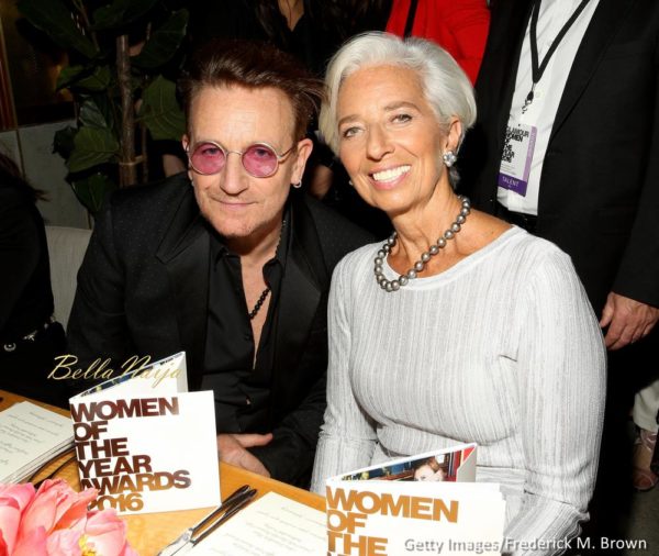 Singer Bono (L) and politician Christine Lagarde