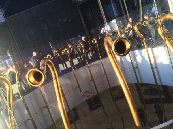 The Piazza Gae Aulenti Trumpets