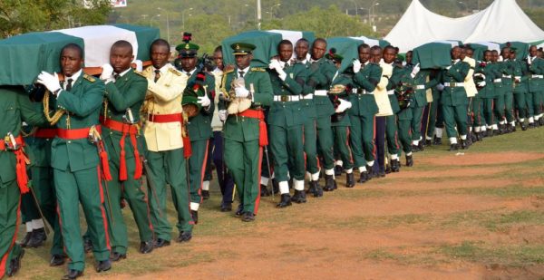 PIC.28. Remains of the Lt. Col. Mohammed Abu-ALI, five solders and a sea men, during their burial in Abuja on Monday (7/11/16). 8260/11/7/2016/Johnson Udeani/NAN