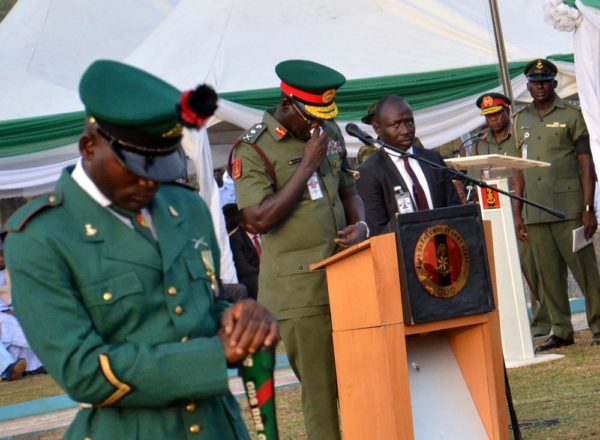 PIC.31. . Chief of Army Staff, Lt.Gen. Tukur Buratai, Delivering oratory, during the burial of the Lt. Col. Mohammed Abu-ALI and five solders and a seaman in Abuja on Monday (7/11/16). 82628261/11/7/2016/Johnson Udeani/NAN