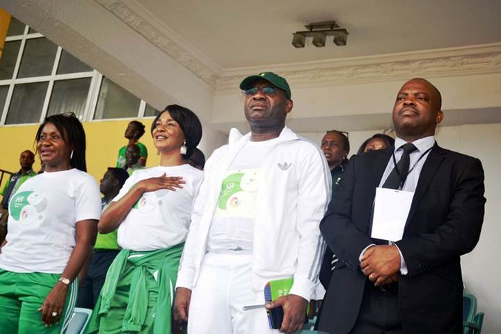 L-R: Executive Director, Heritage Bank, Mary Akpobome; The Heritage Bank-Lagos State Skoolimpics Ambassador, Mary Onyali; Managing Director/CEO, Ifie Sekibo and The Director General, Lagos State Sports Commission, Dewunmi Ogunsanya representing the Lagos State Sports Commissioner, during the opening ceremony of Skoolimpics at the Teslim Balogun Stadium, in Lagos