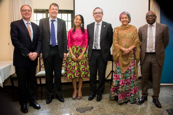 Christopher Thornley, Canadian Ambassador to Nigeria, Dr. Daniel Cavegn, Deputy Swiss High Commissioner, Ndidi Nwuneli, Founder, LEAP Africa, HE Mr. Paul Lehmann, Australian High Commissioner to Nigeria, HE Amina Mohammed, Minister of the Environment, Dr. Owens Wiwa, Country Director, Clinton Global Health Access at a Forum on Reaching Millions with Impact, hosted by the Australian High Commission in Abuja