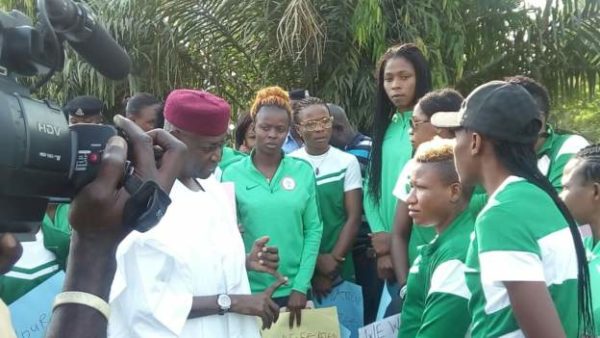 Super Falcons with Abba Kyari. Photo Credit: BBC