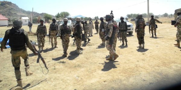 PIC. 1.  MEN OF THE 115 TASK FORCE  THAT  RECAPTURED MUBI FROM INSURGENTS  AT THEIR BASE IN MUBI, ADAMAWA STATE ON MONDAY (8/12/14) 6172/8/12/14/YMU/AIN/NAN