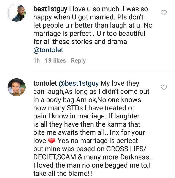 Image result for 'No one knows how many STDs I have treated. My marriage was based on lies, deceit & scam' Tonto Dikeh writes on IG