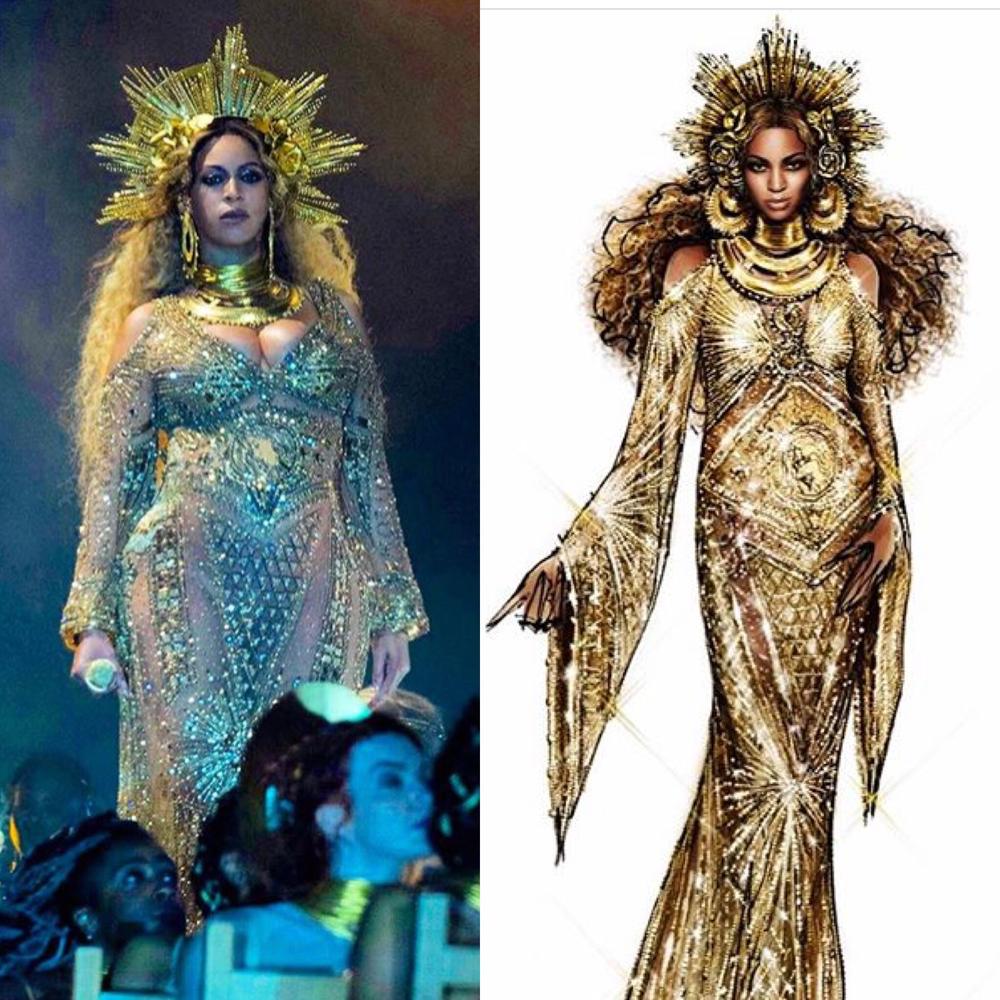 beyonce gold dress grammys 2017