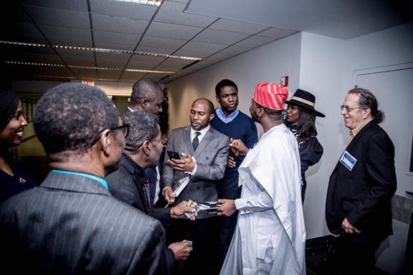 Adebola Williams engaging guests after speaking at Columbia 1