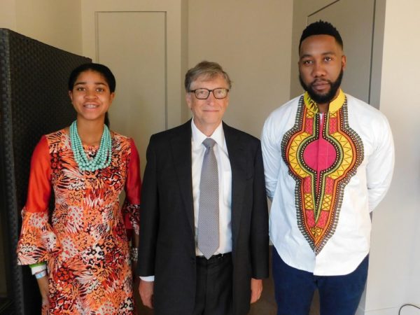 L-R: Zuriel Oduwole, Bill Gates and Ndaba Mandela