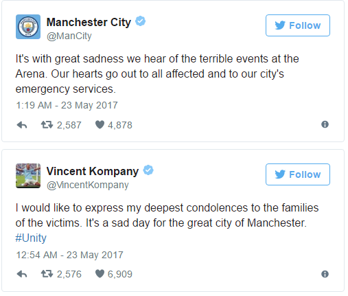 #PrayForManchester: Football World reacts as 19 killed in Suspected UK Terror Attack