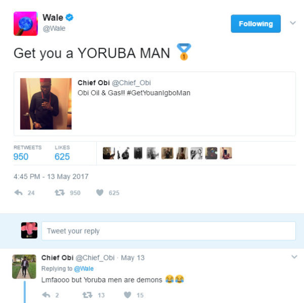 BellaNaija - Checkout this Funny Exchange between Chief Obi and Wale on Twitter