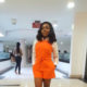 Meg Otanwa Stuns in Victoria Beckham Romper and Jimmy Choo for Europe Fair