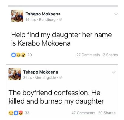 #RIPKarabo: So Sad! This Domestic Violence Victim was reported Missing but Later Found Murdered and Burned by her Ex-Boyfriend