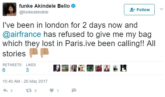 BellaNaija - Funke Akindele Bello accuses Air France of delaying her Luggage