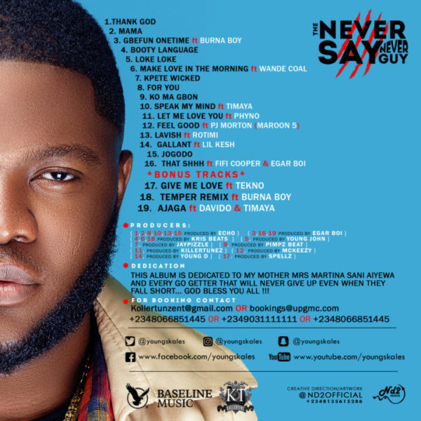 BellaNaija  Skales unveils Art & Tracklist for Sophomore Album "The Never Say Never Guy"