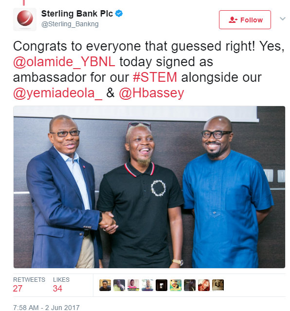 BellaNaija - Wavy! Olamide signed on as Sterling Bank Brand Ambassador
