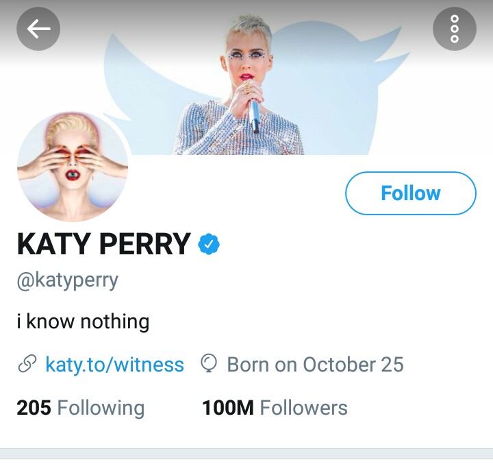 BellaNaija - Katy Perry becomes first Person to attain 100 Million Followers on Twitter