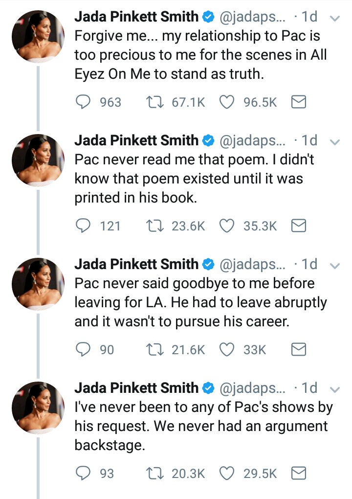 BellaNaija - "Pac never said goodbye to me" - Jada Pinkett Smith faults 2Pac's Biopic "All Eyez on Me"