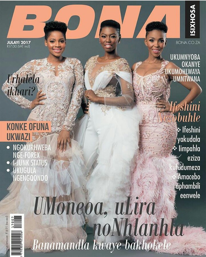 South Africans Nhlanhla Nciza, Lira & Moneoa Grace Bona Magazine's July 2017 Cover