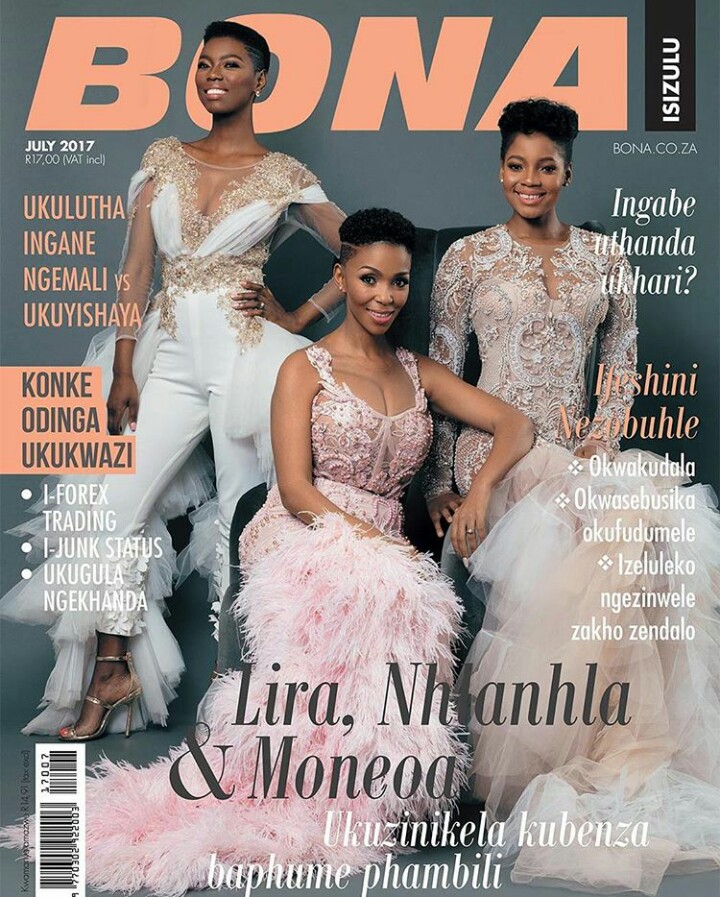 South Africans Nhlanhla Nciza, Lira & Moneoa Grace Bona Magazine's July 2017 Cover