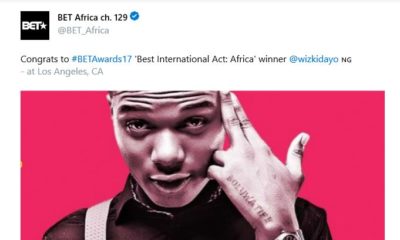 BellaNaija - Wizkid wins BET Awards' Best International Act (Africa)