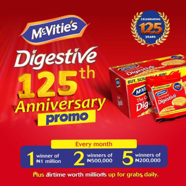 Participate in McVitie's Digestive 125th Anniversary Special Promotion & Stand a chance to win N1 Million and other Amazing Prizes