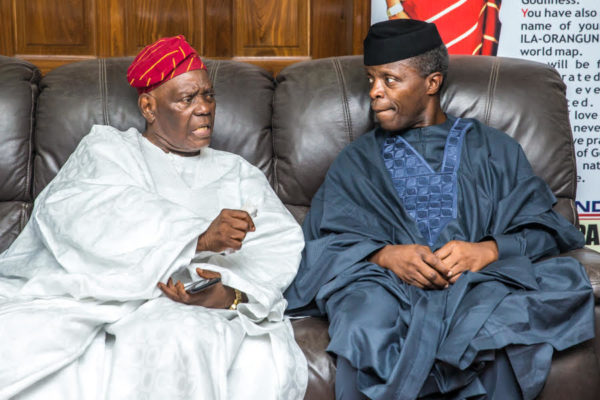 Osinbajo pays condolence visit to Bisi Akande over wife's passing