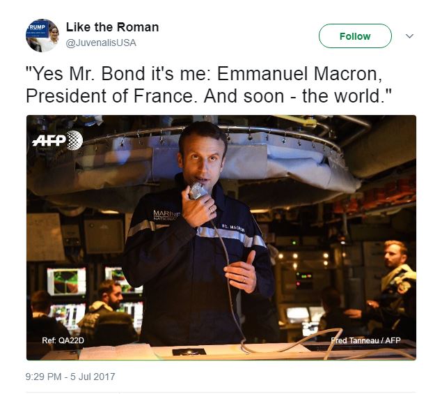 Macron, Emmanuel Macron: French President dubbed James Bond as he lands atop Submarine from a Helicopter