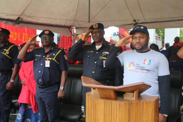 TBoss, AY, Waje present as Churchill Olakunle donates Ambulance to Fire Service