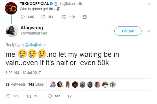 BellaNaija - Lucky Twitter User receives 500k from Tekno