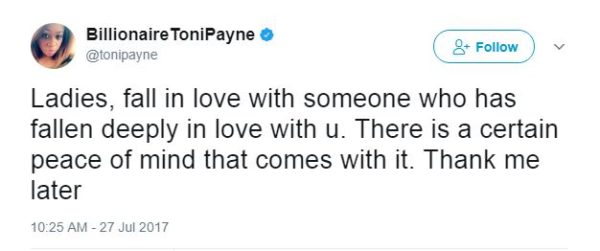 Toni Payne hints at finding Love again in series of Tweets