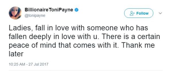 Toni Payne hints at finding Love again in series of Tweets