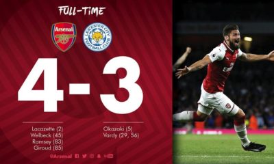 Arsenal defeats Leicester City in an incredible season opener