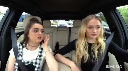 "Game of Thrones" Maisie Williams and Sophie Turner do Hilarious Impressions of Co-Stars on Carpool Karaoke - BellaNaija